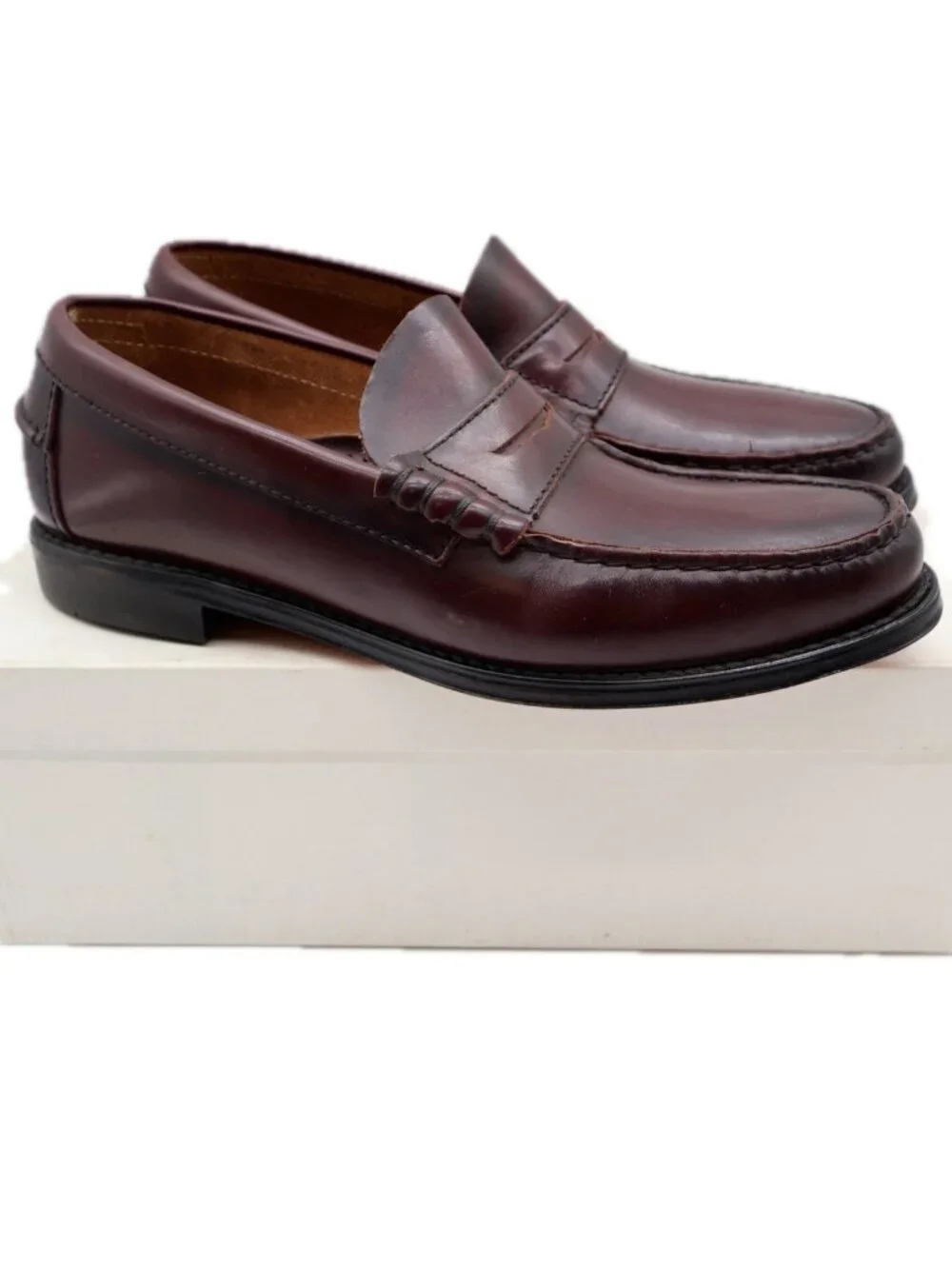 Barclay Vintage 70s 80s Mens 8 D Burgundy Leather Penny Loafers